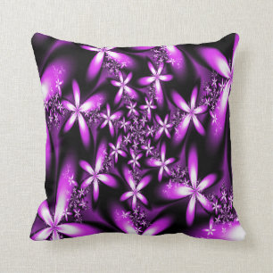 Almofada Flores do rosa Purplish do Fractal