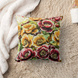 Almofada Flores Douradas Borgonha - Decoração Floral Vibran