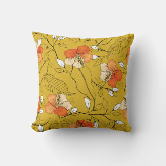 Almofada Flores e folhas tropicais, sem costura