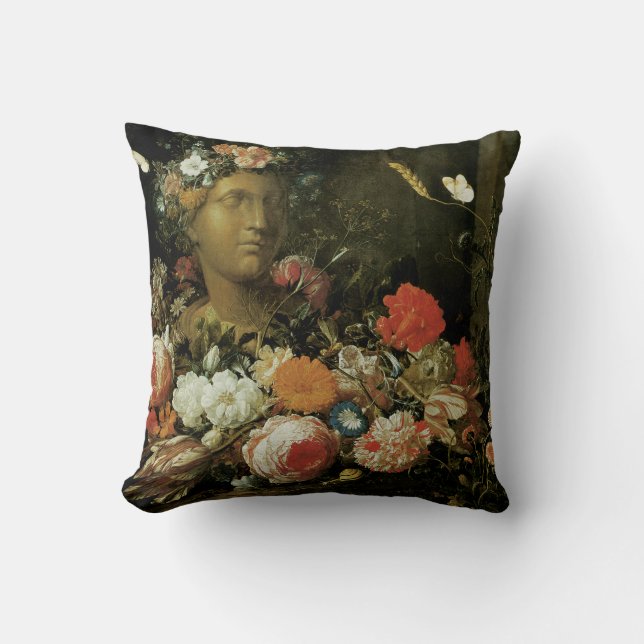 Almofada Flores em torno de um busto clássico (Frente)