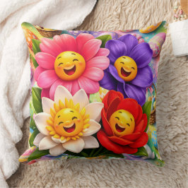 Almofada Flores felizes e sorridentes de primavera