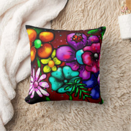 Almofada Flores Florais Estilo Grafite Whimsical Ladybug