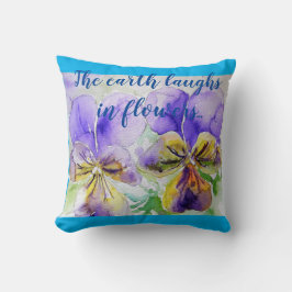 Almofada Flores florais Turquesa Blue Pansy Cushion