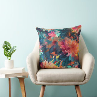 Almofada Flores Gigantes Abstratas Pintadas de Mums