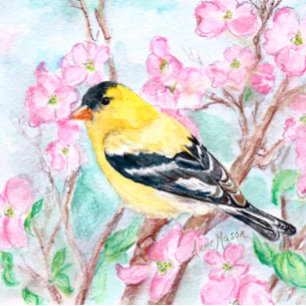 Almofada Flores Goldfinch e Dogwood
