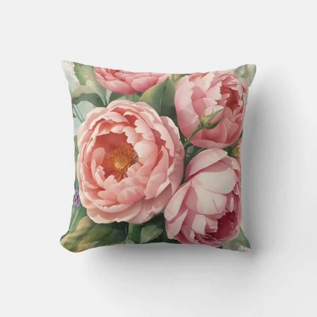 Almofada Flores Grandes Rosa Antigo (Frente)