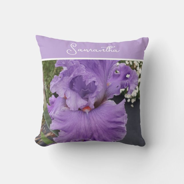 Almofada Flores Íris Lavandas Roxas Apron Lilac (Frente)