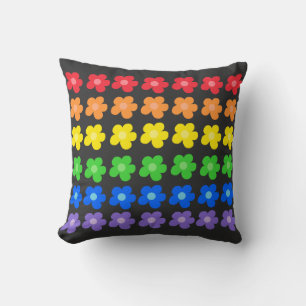 Almofada Flores LGBT Arco-Íris Orgulho gay design a preto b