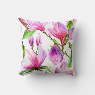 Almofada Flores Lilac cor-de-rosa e violeta de magnólia