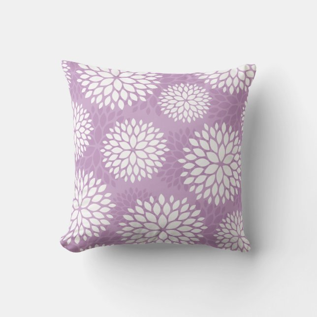 Almofada Flores Lilac Roxo Modernas (Frente)