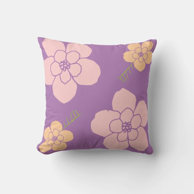 Almofada Flores lilás púrpuras (Frente)
