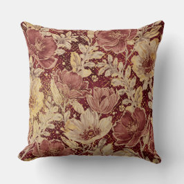 Almofada Flores Luxuosas, Dourado Marrom, Elegante Bonito