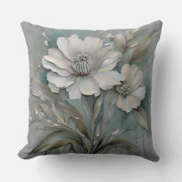 Almofada Flores Modernas Azul Teal Claro Cinza Bege Branco