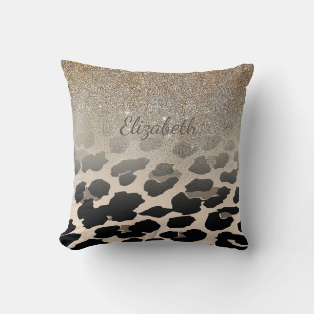 Almofada Flores Modernas Fofas em Impressão de Leopardo-Per (Frente)