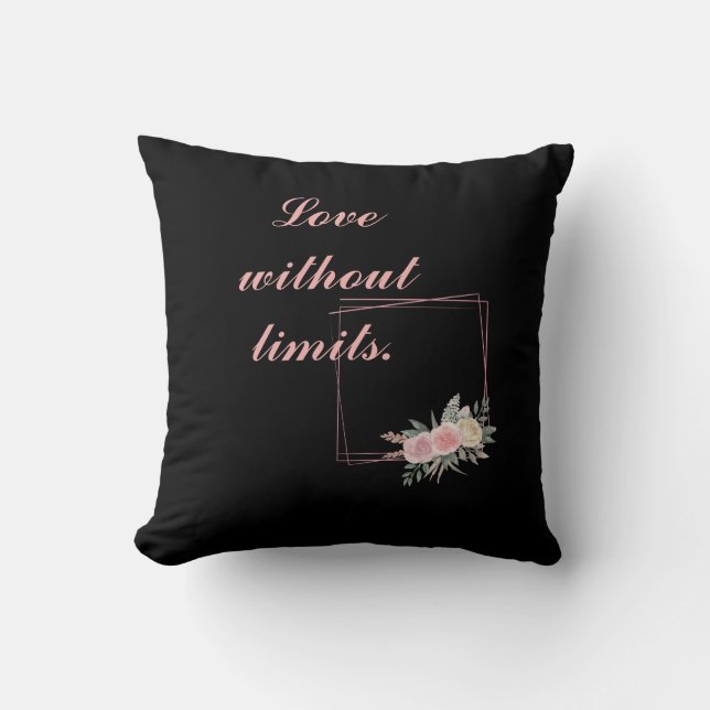 Almofada Flores Negras Bonitas, Adoro uma citação (Frente)