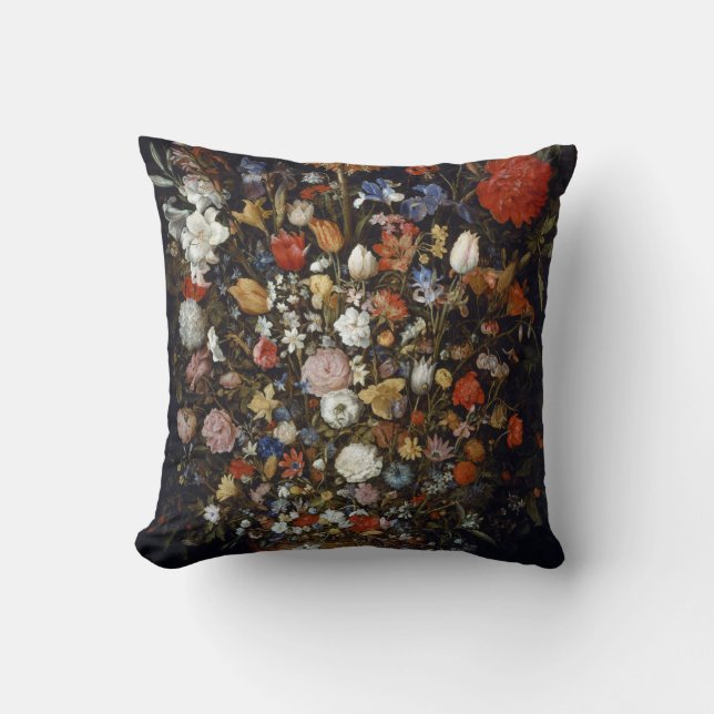 Almofada Flores num navio de madeira (por Jan Brueghel) (Frente)