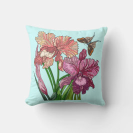 Almofada Flores Pintadas, íris com borboleta na menta