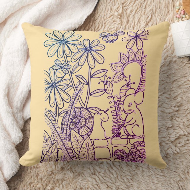 Almofada Flores, Rato e Caracol e xadrez (Cobertor)