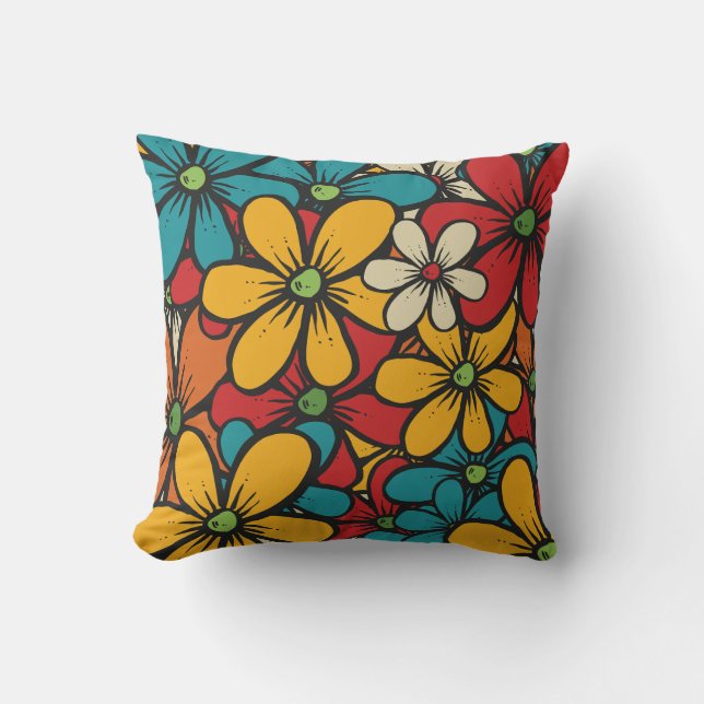 Almofada Flores retrorreflectoras bonito e bonitas (Frente)