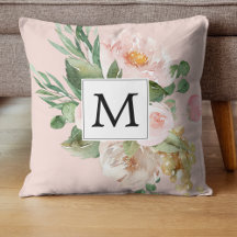 Flores Rosa Cor-de-Água Moderna Monogramadas