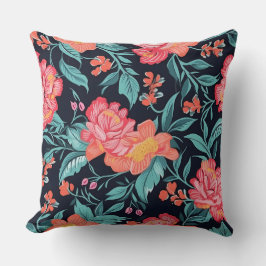 Almofada Flores rosa e coral