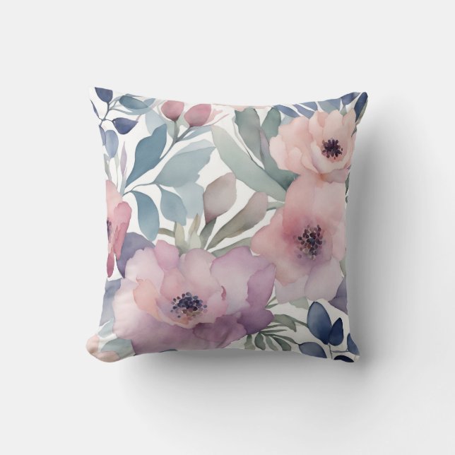 Almofada Flores Rosa Roxo Design Floral (Frente)