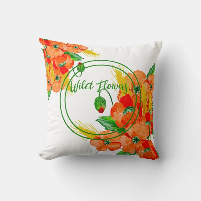 Almofada Flores selvagens aquarela (Frente)