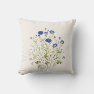 Almofada Flores Selvagens Ilustração Botânica Vintage Flora
