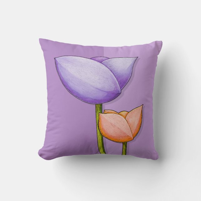 Almofada Flores Simples, Cushion laranja roxo (Frente)