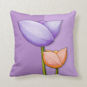 Almofada Flores Simples, Cushion laranja roxo