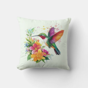 Almofada Flores Tropicais De Hummingbird