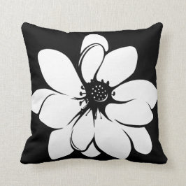 Almofada Flores tropicais em preto e branco