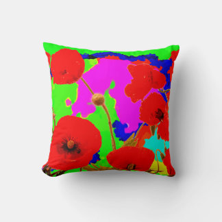 Almofada Flores Vermelhas Flores Corantes Clorosas Arte Mod