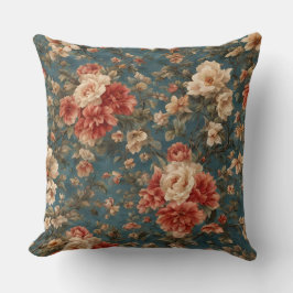 Almofada Flores Vermelhos Esforçadas, Brancas e Corais Esma