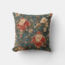 Almofada Flores Vermelhos Esforçadas, Brancas e Corais Esma