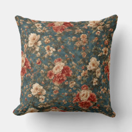 Almofada Flores Vermelhos Esforçadas, Brancas e Corais Esma