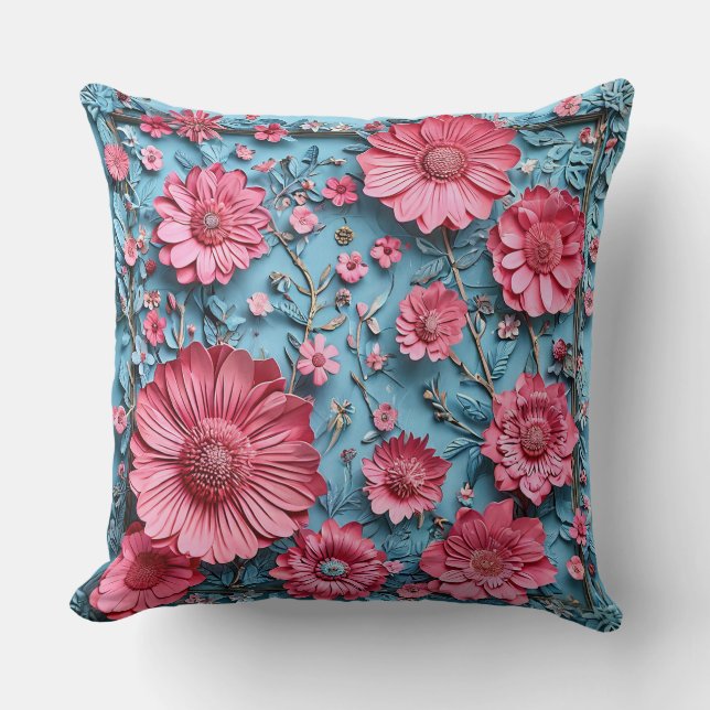 Almofada Flores Vibrantes em Design Intricado (Frente)