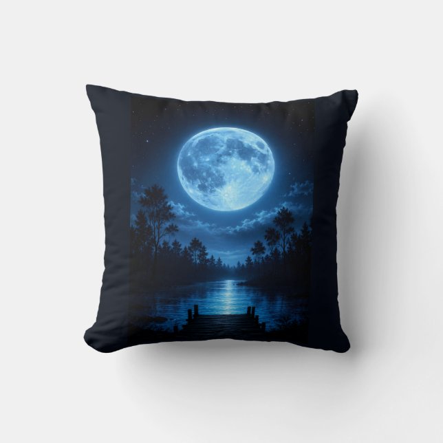 Almofada Floresta Celestial Iluminada pela Lua Estética Ref (Frente)