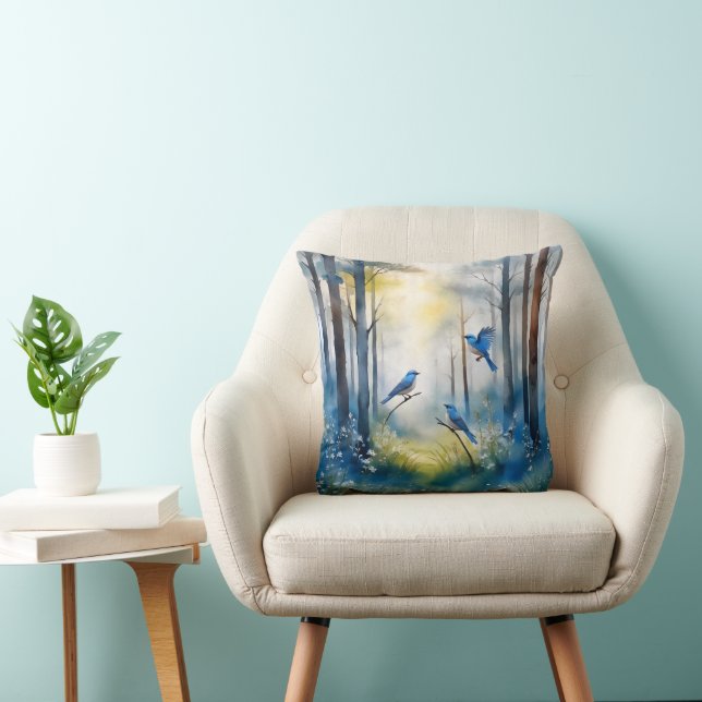 Almofada Floresta Cênica de Azulejos da Mata (Cadeira)