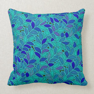 Almofada Floresta Greine no azul e no Aqua