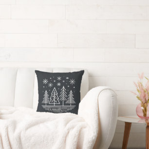 Almofada Floresta Minimalista de Inverno - Elegante Árvore