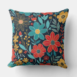 Almofada Flórida branca, vermelha, amarela e azul