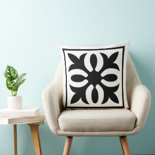 Almofada Flórida do ornamentado preto e branco moderno Eleg