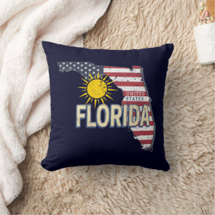Almofada Florida EUA Retro Map Vintage EUA