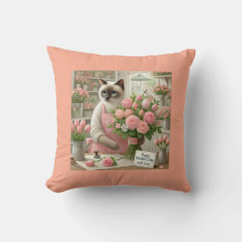 Almofada Florista de Gato com Flores para Dia de as mães de
