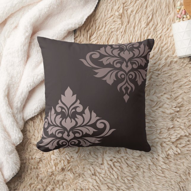 Almofada Flourish Damask Art II Tons de Taupe (Cobertor)
