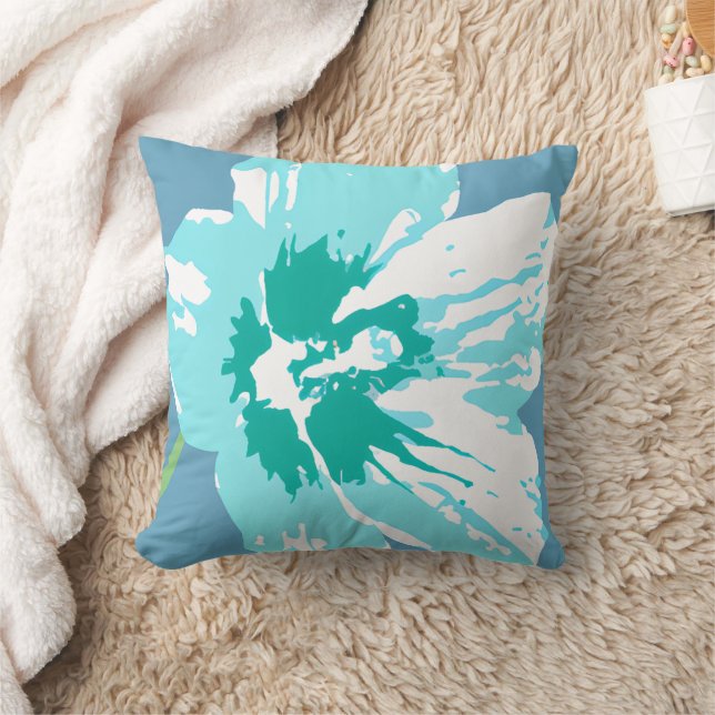 Almofada Flow Bloom Aqua Teal (Cobertor)