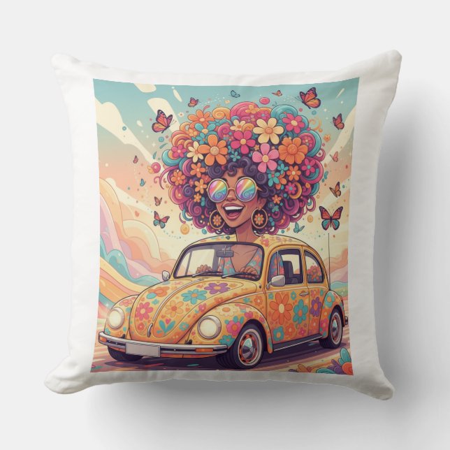 Almofada Flower Power Ride Throw Pillow (Frente)