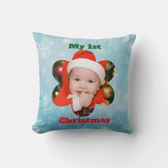 Almofada Flower Shape My 1st Christmas Photo (Frente)