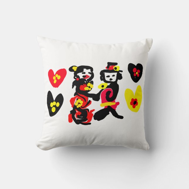 Almofada Flowers and black and red Valentine day (Frente)